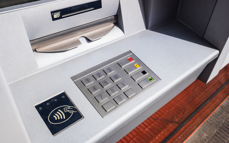 Close up image of a cash machine
